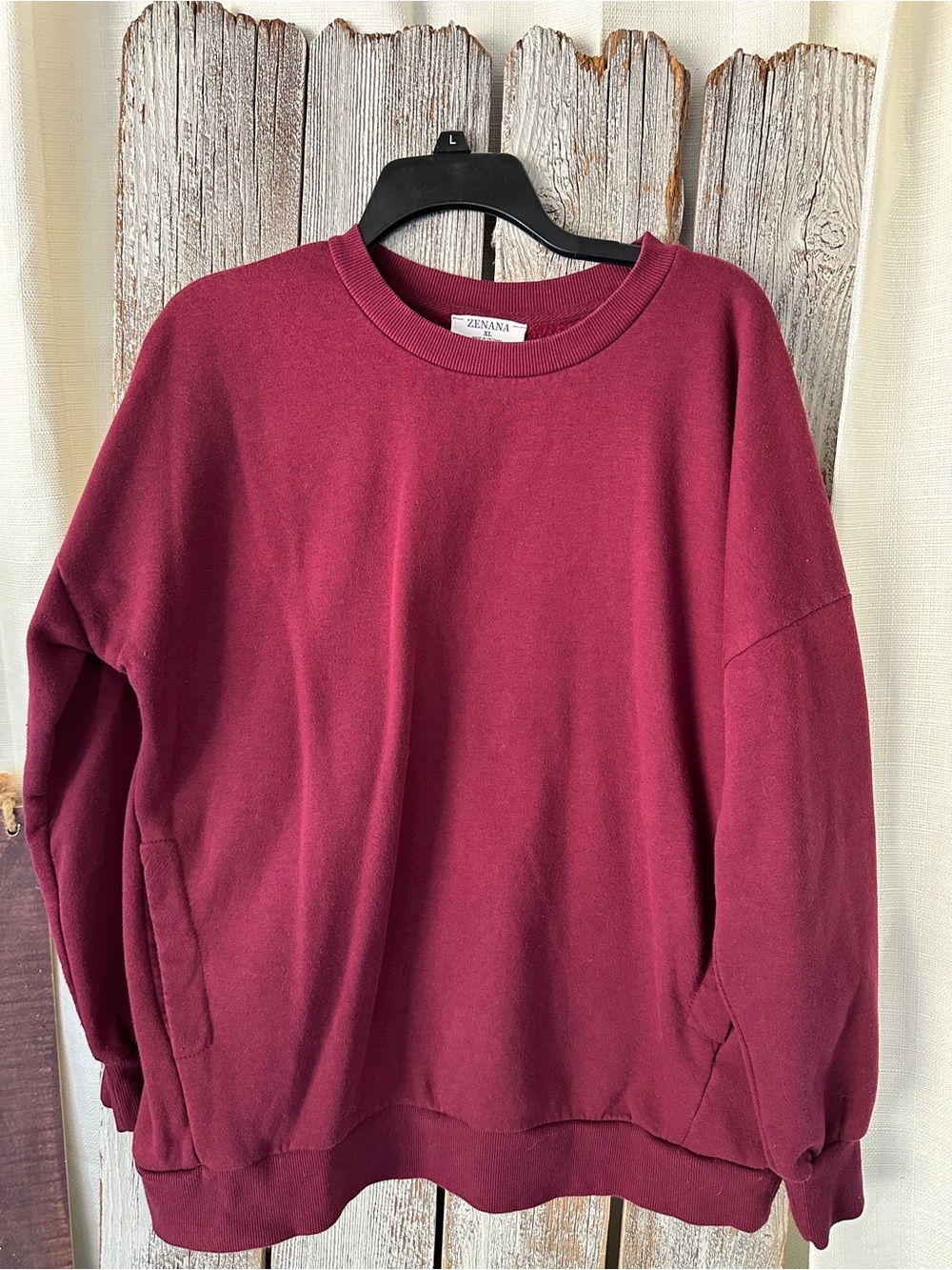 Zenana Outfitters Crewneck Sweatshirt - Wine